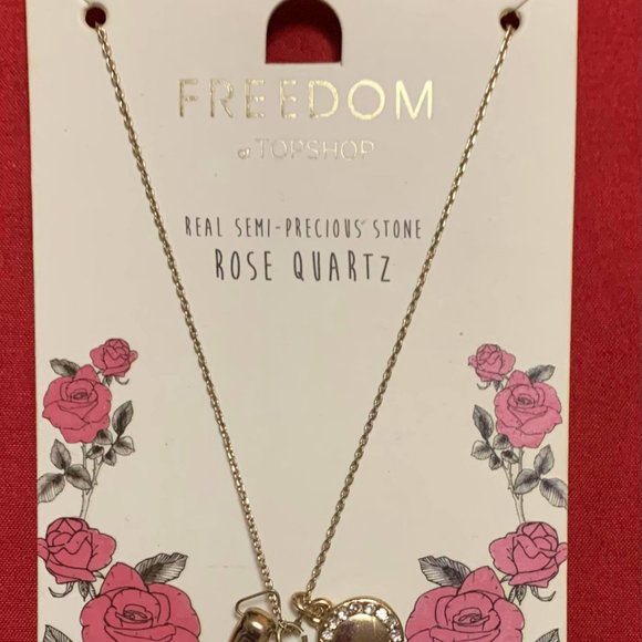 Real Semi-Precious Stone Rose Quartz Necklace by Topshop - Picture 2 of 2